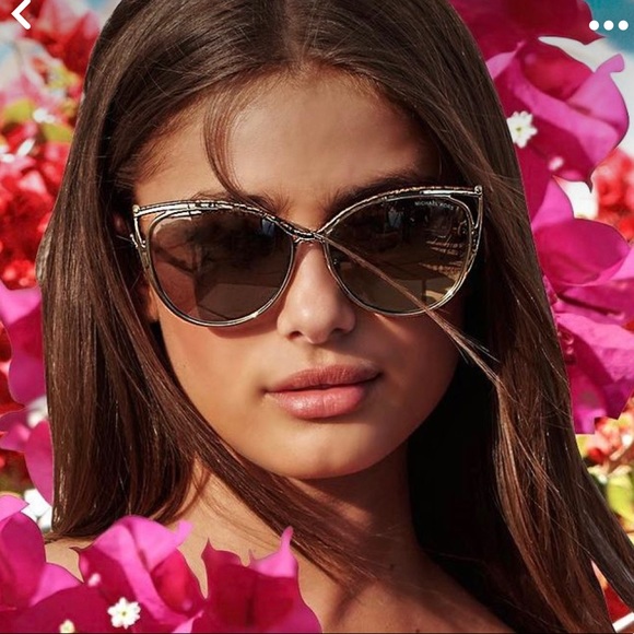 Michael Kors Ina Gold Cat’s Eye Mirrored Sunglasses - Picture 9 of 14